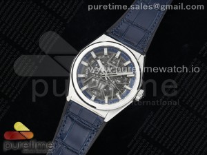 Defy Classic LF 1:1 Best Edition Skeleton Blue Dial on Blue Gummy Strap A2892 V2