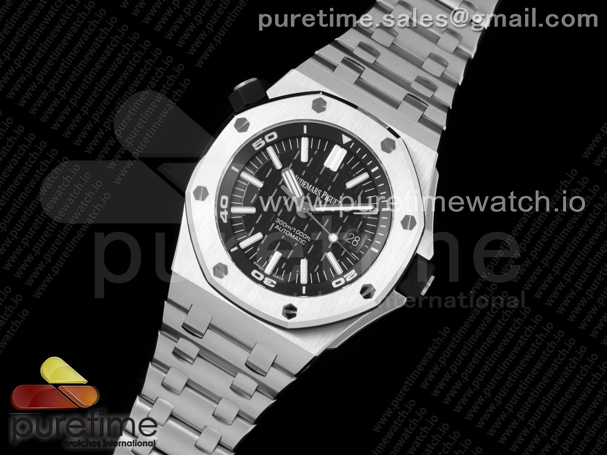 Royal Oak Offshore Diver 15710 APSF 1 1 Best Edition Black Dial on SS Bracelet SA3120 Super Clone Audemars Piguet Watch Brands