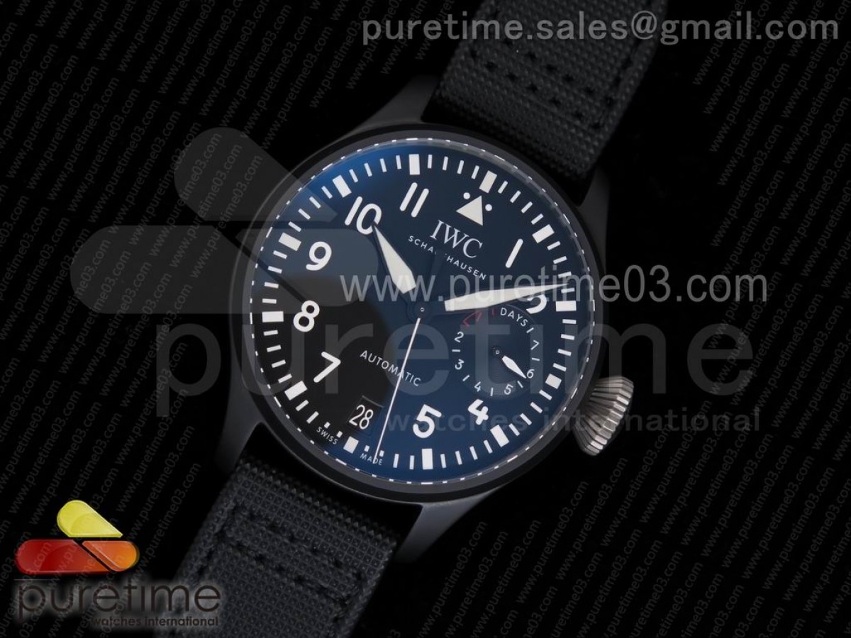 Big Pilot Real PR IW502001 Real Ceramic ZF 1 1 Best Edition on Black Calfskin Strap A51111
