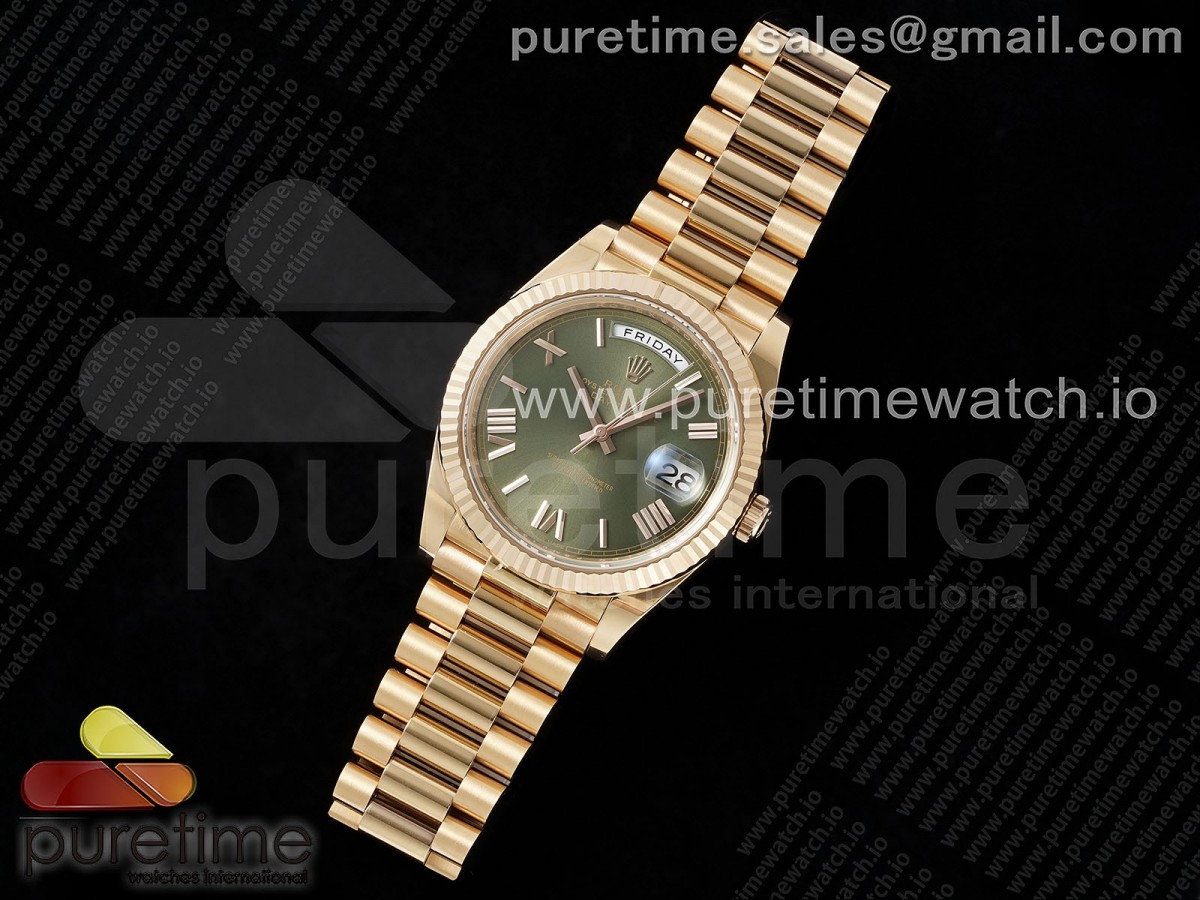 Day Date 40 RG 228235 THBF 1 1 Best Edition Green Roman Dial on President Bracelet VR3255 Gain Weight