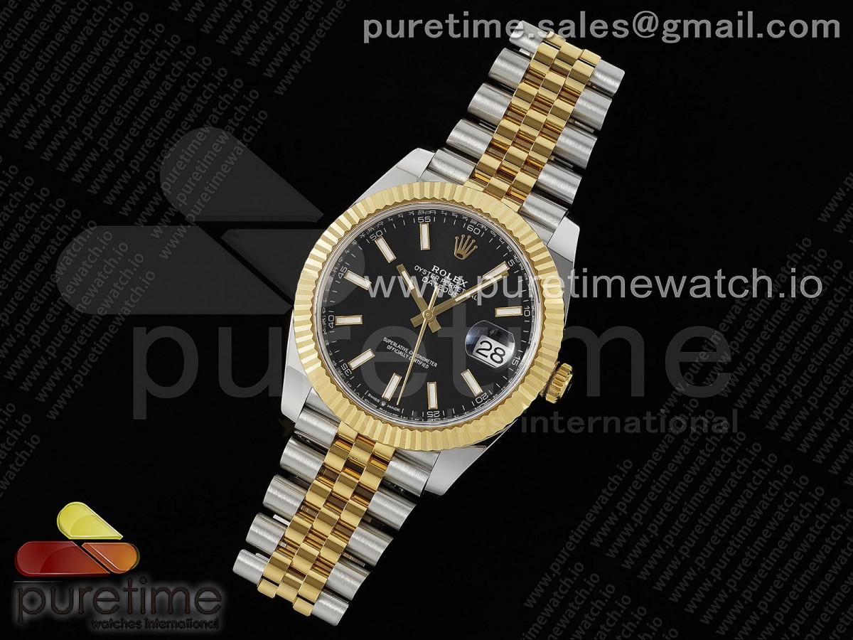 DateJust 41 SS YG ARF 1 1 Best Edition 904L Steel Black Stick Dial on Jubilee Bracelet VR3235
