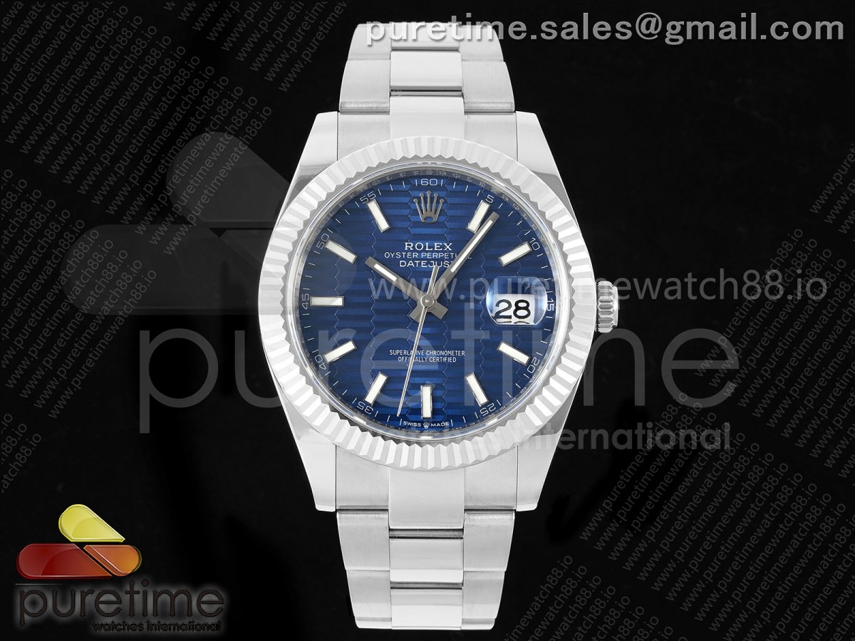 DateJust 41 126334 EWEF 1 1 Best Edition Blue Textured Dial on Oyster Bracelet A3235