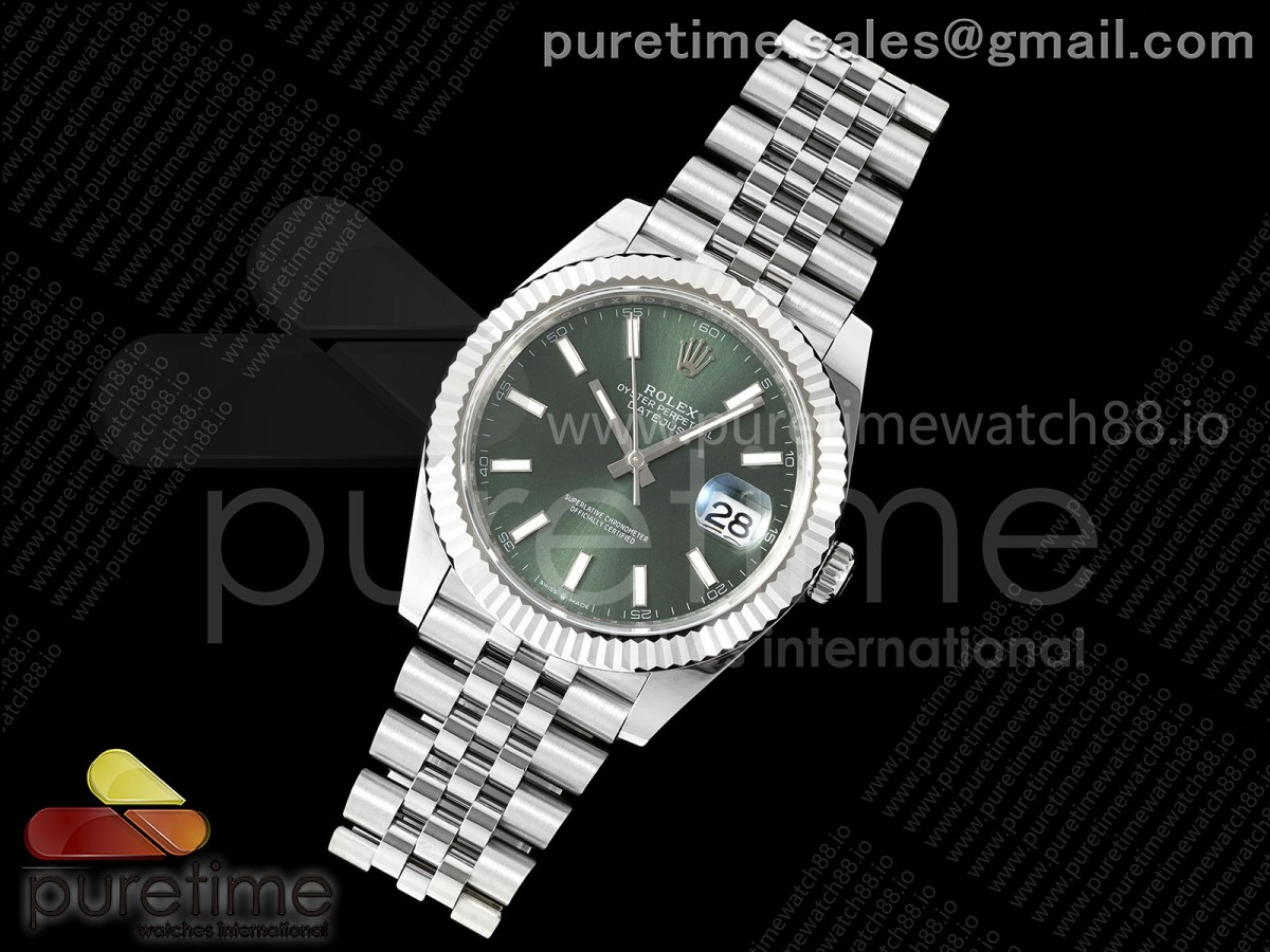 DateJust 41 126334 EWEF 1 1 Best Edition Green Stick Dial on Jubilee Bracelet A3235
