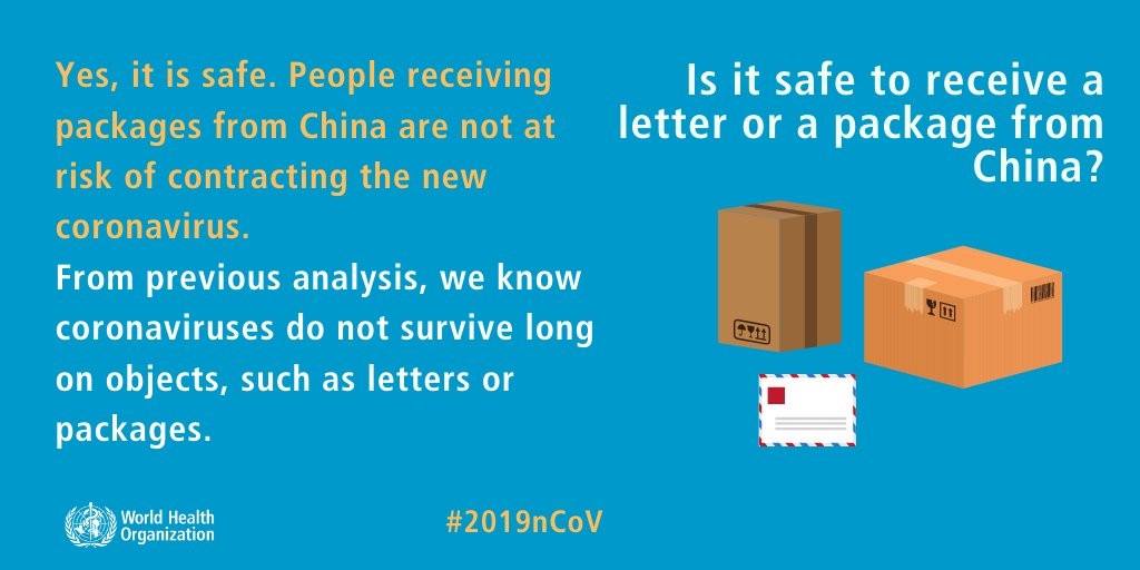 Is it safe to receive a letter or a package from China?